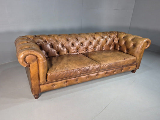 Vintage Chesterfield Brown Leather 4 Seat John Lewis  EB8383 VCHE