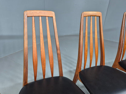 4 Vintage Danish Dining Chairs Black Vinyl Teak Koefoeds Retro MCM EB8433 MDIN