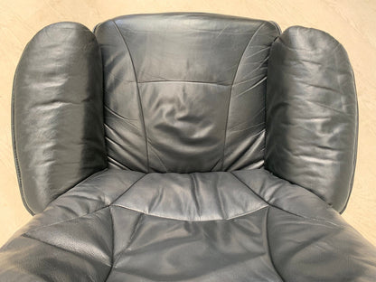 EB3192 Black Leather & Vinyl Reclining Swivel Chair with Splayed Beech Base MSWI