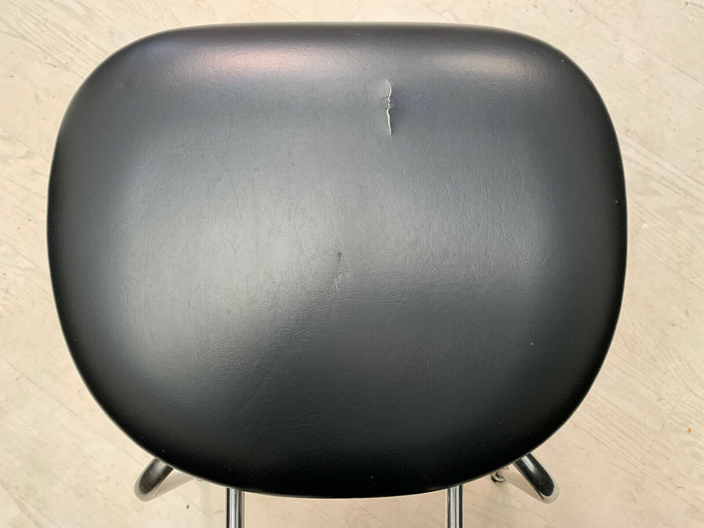 EB2552 Danish Chromed Steel & Black Vinyl Chair Mid-Century Modern MDIN