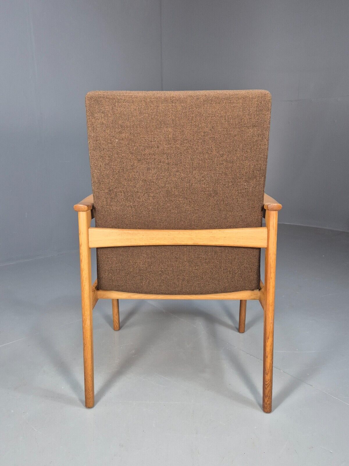 Vintage Danish Elbow Chair Green Wool Oak Frame Hong Stolefabrik MCM EB8485 MDIN