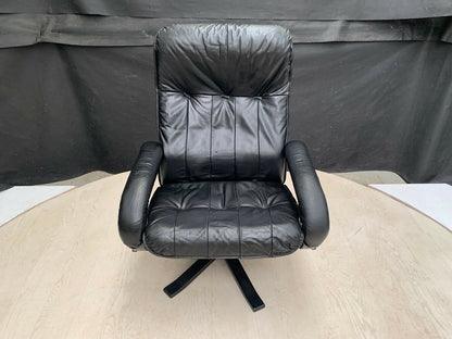 EB2715 Unico Danish Black Leather High-Backed Reclining Swivel Chair MCM MSWI