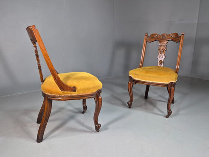 2 Vintage Dining Chairs Mustard Cabriole Leg Empire Style Antique EB7604 VCAR