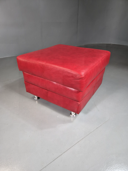 Vintage Danish Footstool Red Leather Retro EB7387 MFOO