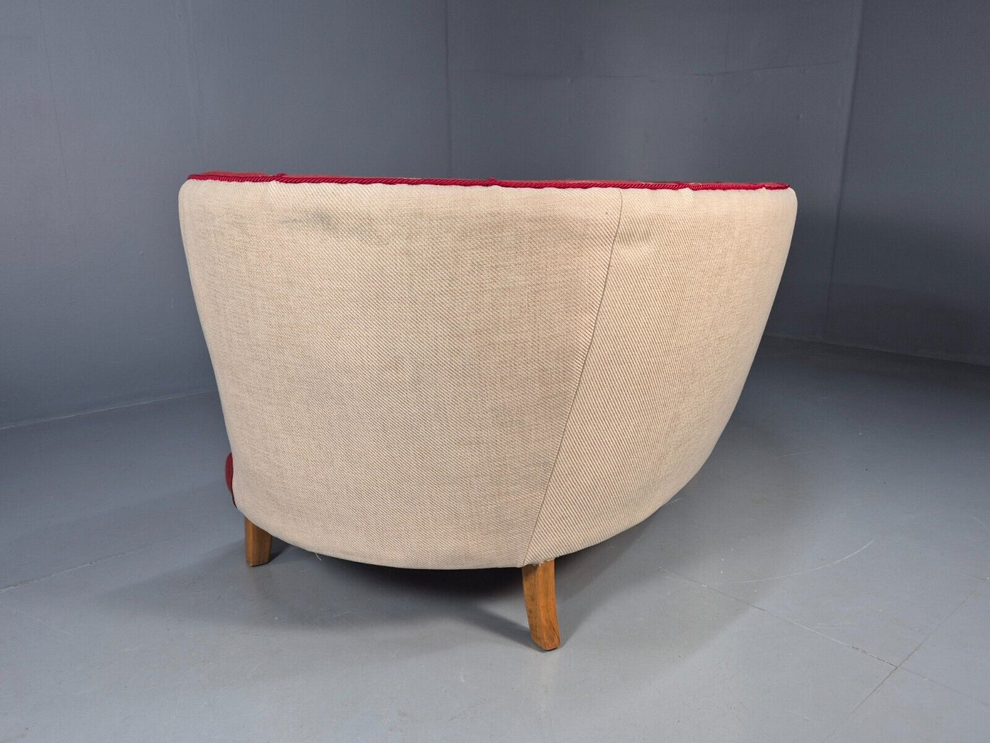 Vintage Danish Banana sofa Red and Cream Shell back Deco 1930s Retro EB8297 V2SS