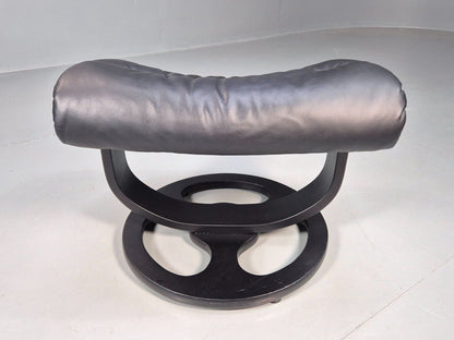 Vintage Danish Footstool Black Leather Bentwood 1990s Retro EB8364 MFOO