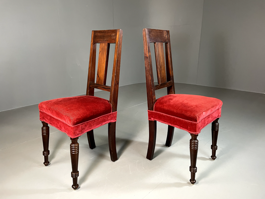 EB6328 2 Vintage Danish Dining Chairs Pine Beech Red Antique 1920s VDIN