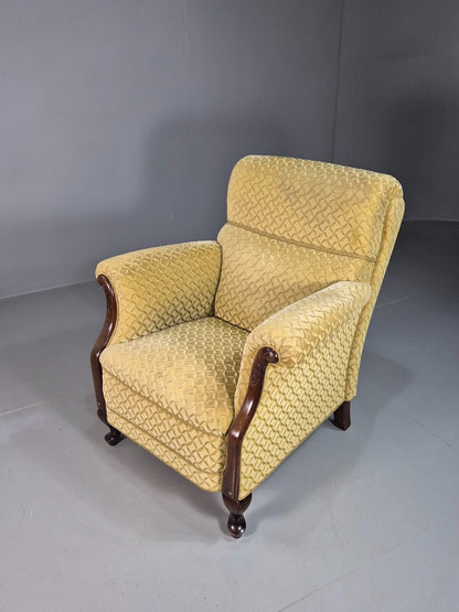 Vintage Danish Lounge Chair Gold Moquette Art Deco 1930s Antique EB8223 VCLO