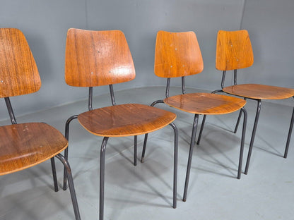 6 Vintage Danish Stacking Chairs Teak Plywood Steel Frame 1960 Retro EB8370 MSTA