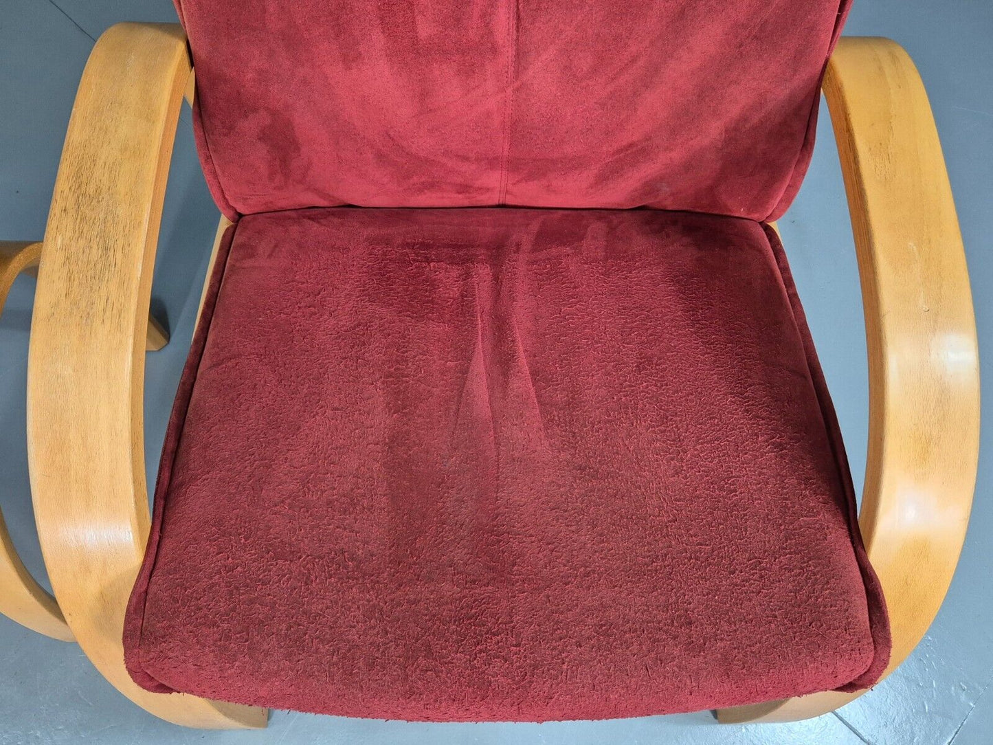 Vintage Danish Lounge Chair Footstool Reclining Red Oak 1980s Retro EB7438 MBEN