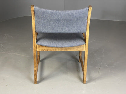 EB6147 Vintage Elbow Chair by Slagelse Oak Blue Cotton Danish Lounge MDIN