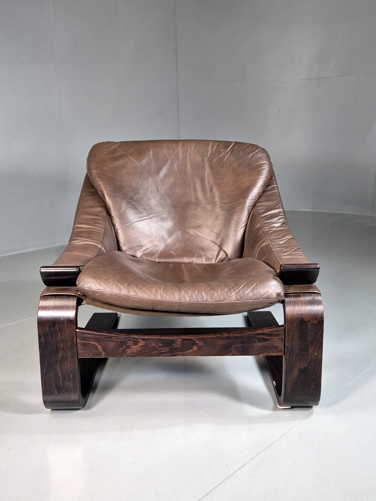 EB7033 A Vintage Swedish Lounge Chair Leather Kroken Nelo Retro MCM MBEN