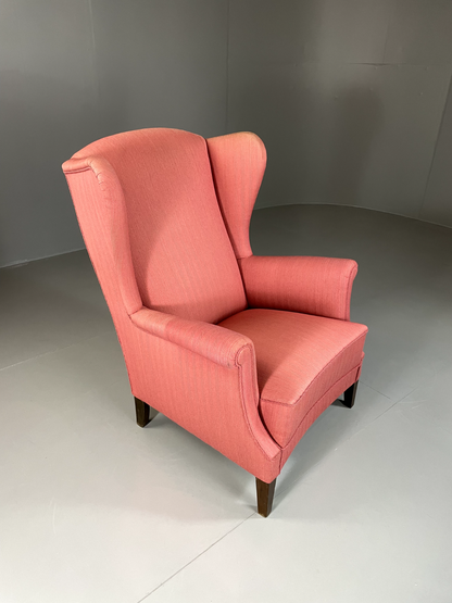 EB5685 Vintage Danish Mid Century Wingback Armchair, 1950s, Pink, Retro VCLO