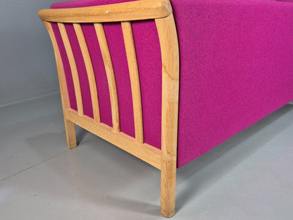 Vintage Danish 2 Seat Sofa Pink Wool Oak Frame Skalma MCM Retro EB7610 M2SS