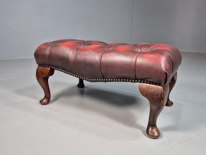 Vintage Footstool Oxblood Leather Chesterfield Style Antique Style EB8186 VCHE