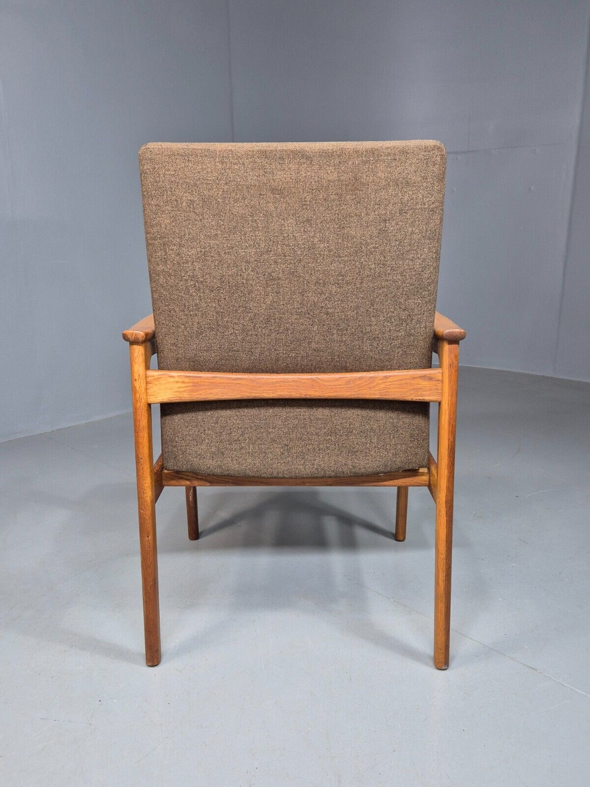 Vintage Danish Elbow Chair Green Wool Oak Hong Kirkegaard Retro MCM EB8271 MDIN