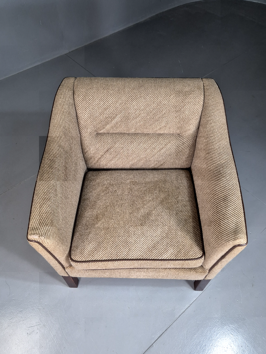 EB7330 Vintage Danish Lounge Chair Brown Cream Wool 1980s Retro MCM MNOR