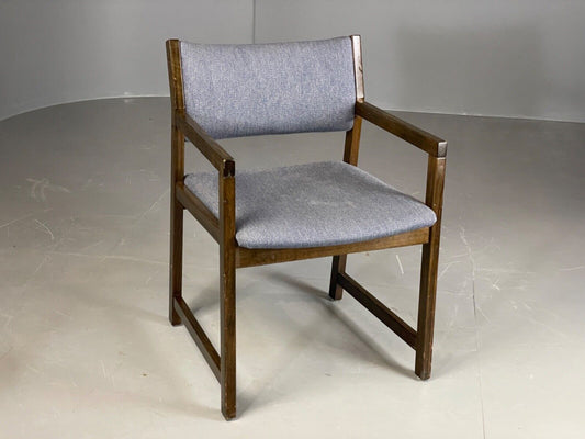 EB6155 Vintage Elbow Chair by Slagelse Oak Blue Cotton Danish Lounge MDIN