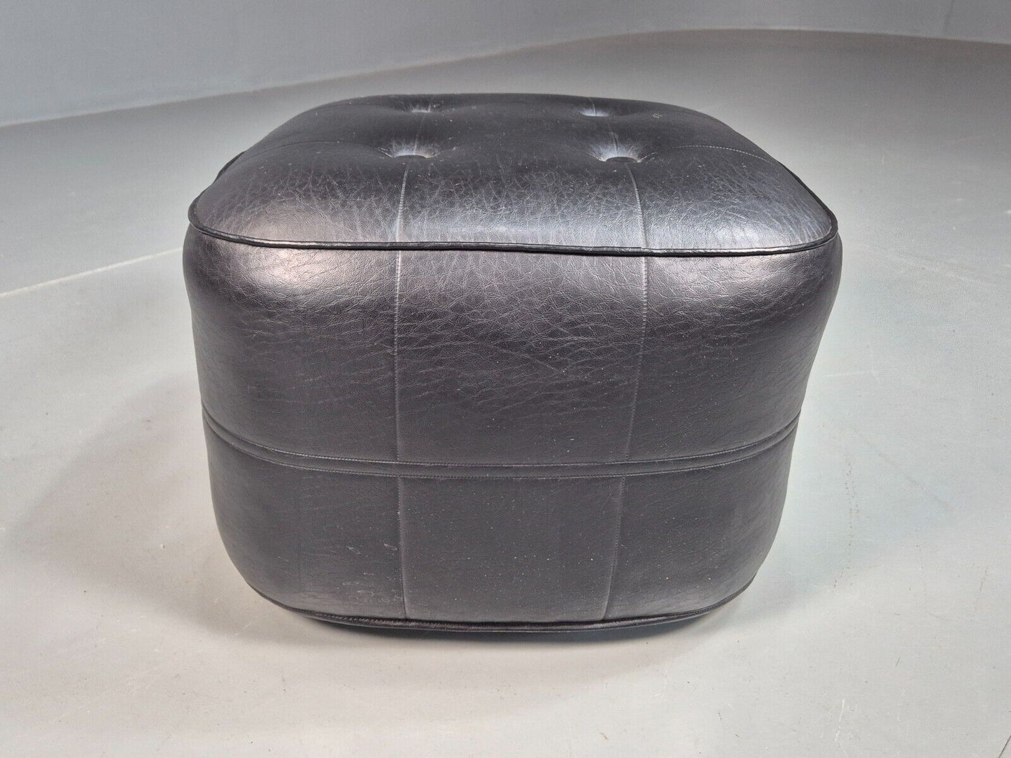 Vintage Footstool Pouffe Black Vinyl Sherbourne 1960s Retro EB8204 MFOO