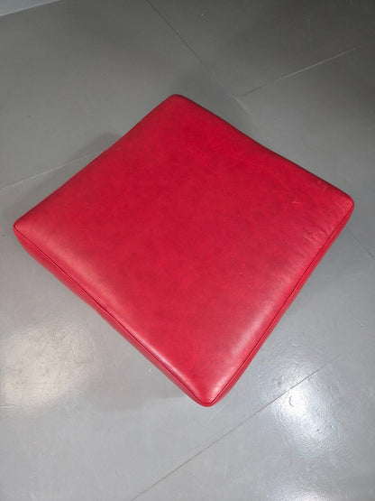 Vintage Danish Footstool Red Leather Retro EB7387 MFOO