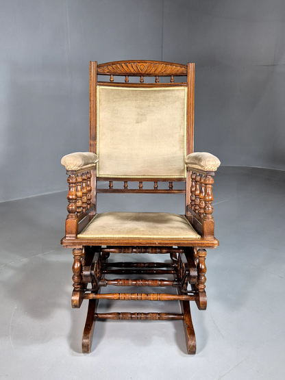 EB7358 Vintage American Style Rocking Chair Oak Frame Antique Style VWOO