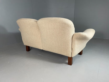 EB6778 Vintage Danish 2 Seat Sofa Cream Wool 1980s Retro MCM M2SS