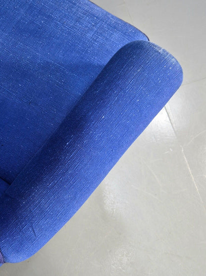 Vintage Danish Wingback Lounge Chair Blue Wool 1960s EB8468 VCLO