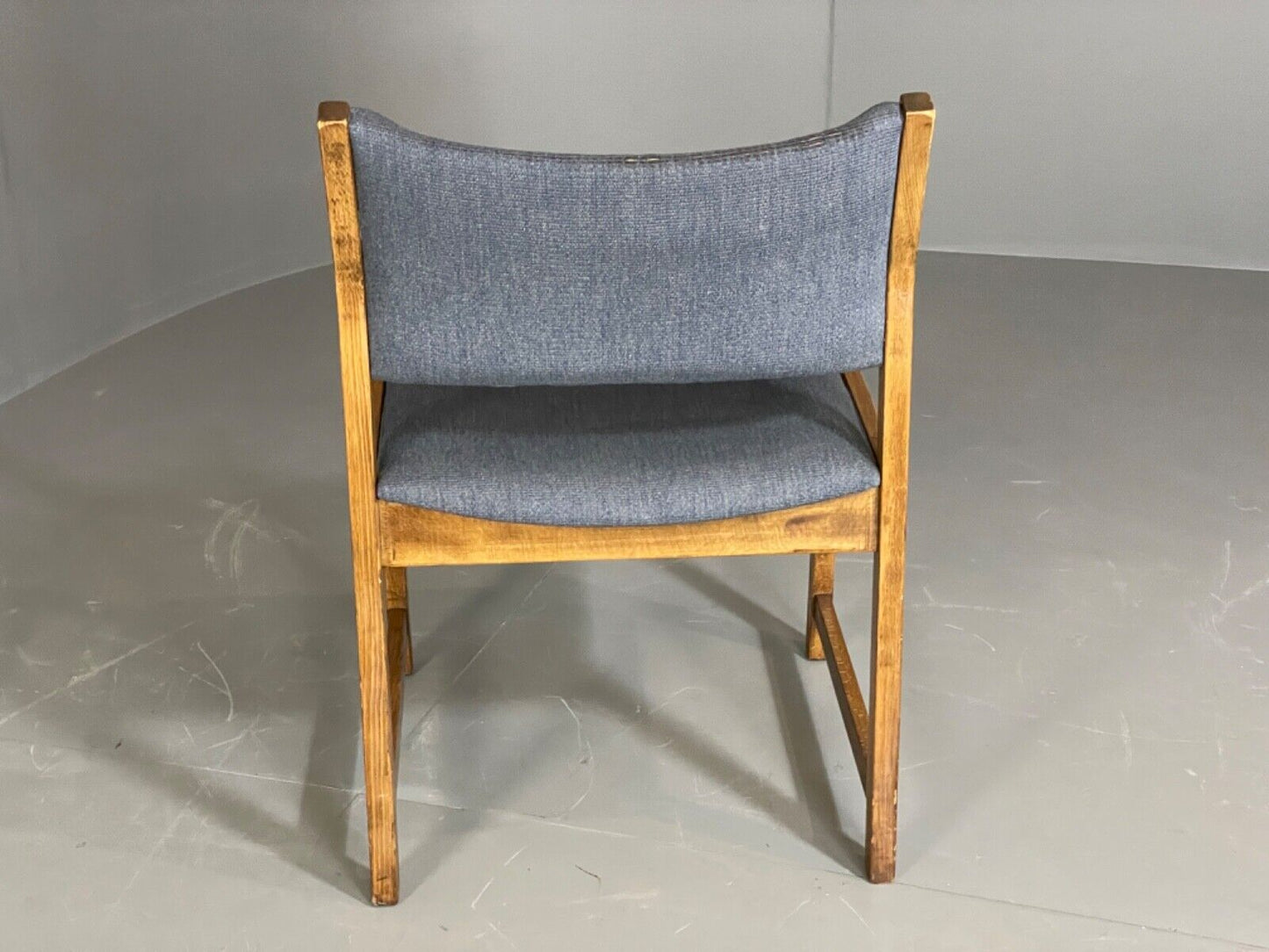 EB6145 Vintage Elbow Chair by Slagelse Oak Blue Cotton Danish Lounge MDIN