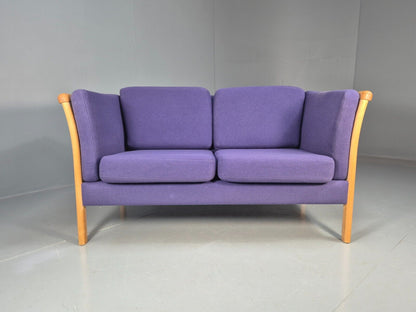 Vintage 2 Seat Sofa Purple Wool Beech End Stouby 1980s Retro MCM  EB8575 M2SS