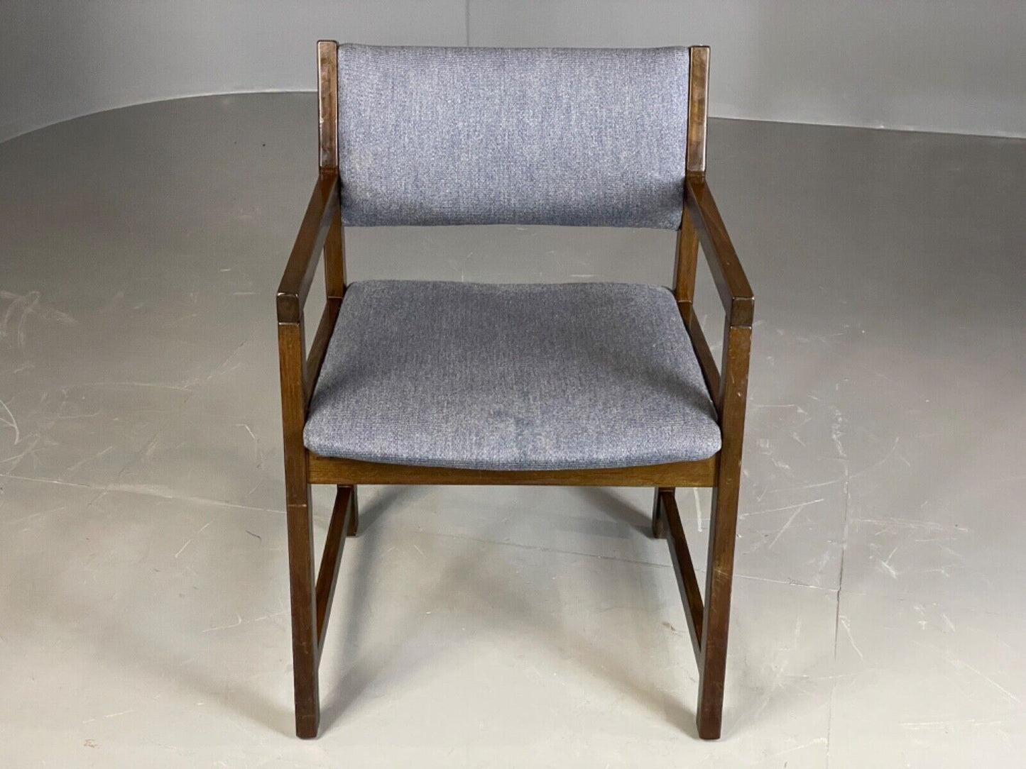 EB6154 Vintage Elbow Chair by Slagelse Oak Blue Cotton Danish Lounge MDIN