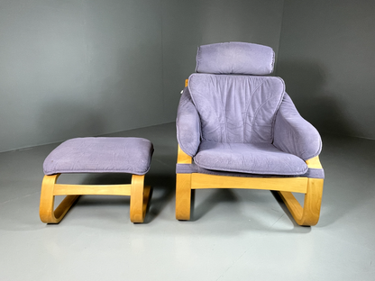 EB5768 Vintage Danish Bentwood Cantilever Lounge Chair, Purple, Footstool,  MBEN