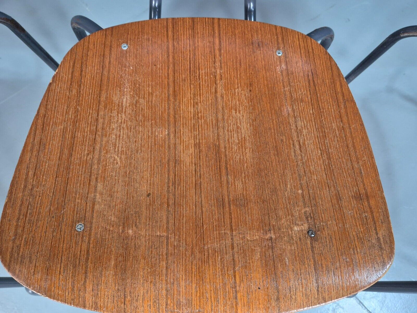 4 Vintage Danish Stacking Chairs Teak Plywood Steel Frame 1960 Retro EB8366 MSTA