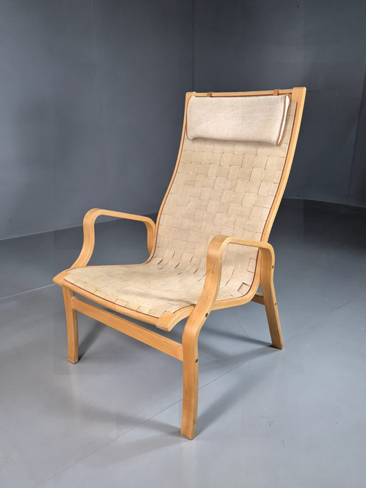 EB7349 Vintage Danish Lounge Chair Canvas Bentwood Ostergaard Retro MCM MNOR