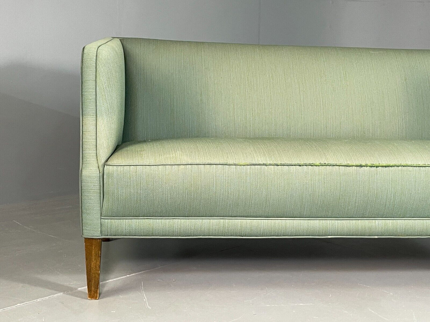 EB6932 Vintage Danish 2 Seat Sofa Green Wool Upholstery MCM Retro Art Deco M2SS