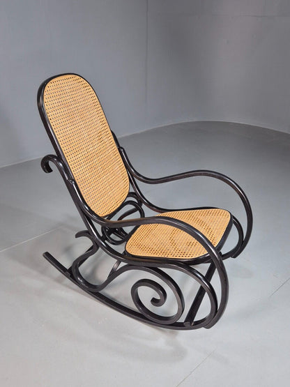 Vintage Rocking Chair Bergere Split Cane Bentwood Thonet Style 1970 EB7904 MBEN