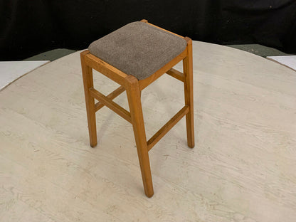 EB2360 Beech Stool with Beige Wool Seat Cushion Vintage Kitchen Dining Bar MDIN