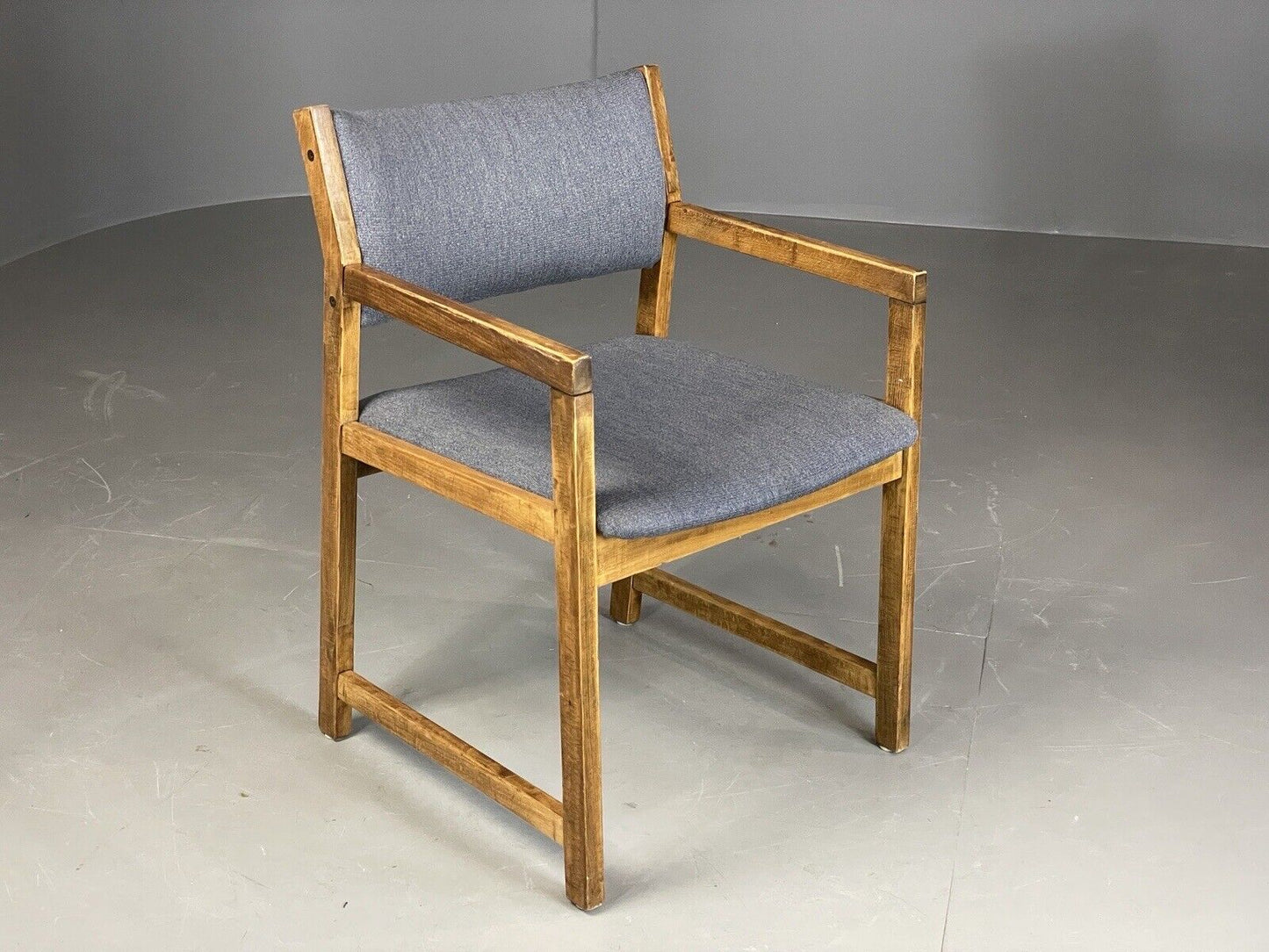 EB6147 Vintage Elbow Chair by Slagelse Oak Blue Cotton Danish Lounge MDIN