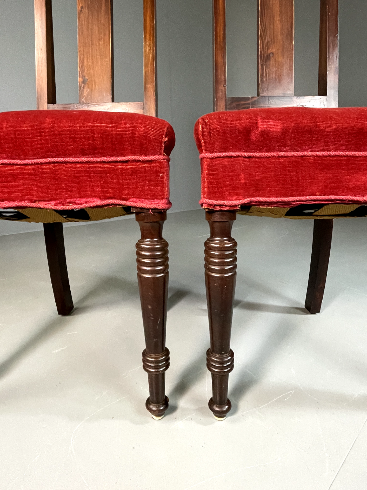 EB6328 2 Vintage Danish Dining Chairs Pine Beech Red Antique 1920s VDIN