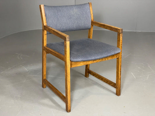 EB6149 Vintage Elbow Chair by Slagelse Oak Blue Cotton Danish Lounge MDIN