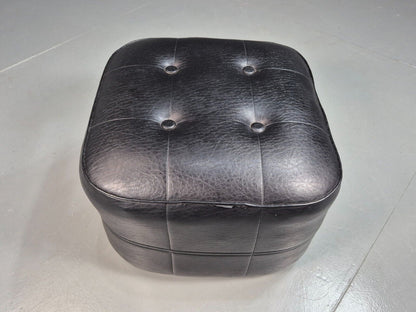 Vintage Footstool Pouffe Black Vinyl Sherbourne 1960s Retro EB8204 MFOO