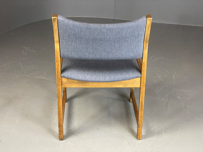 EB6162 Vintage Elbow Chair by Slagelse Oak Blue Cotton Danish Lounge MDIN