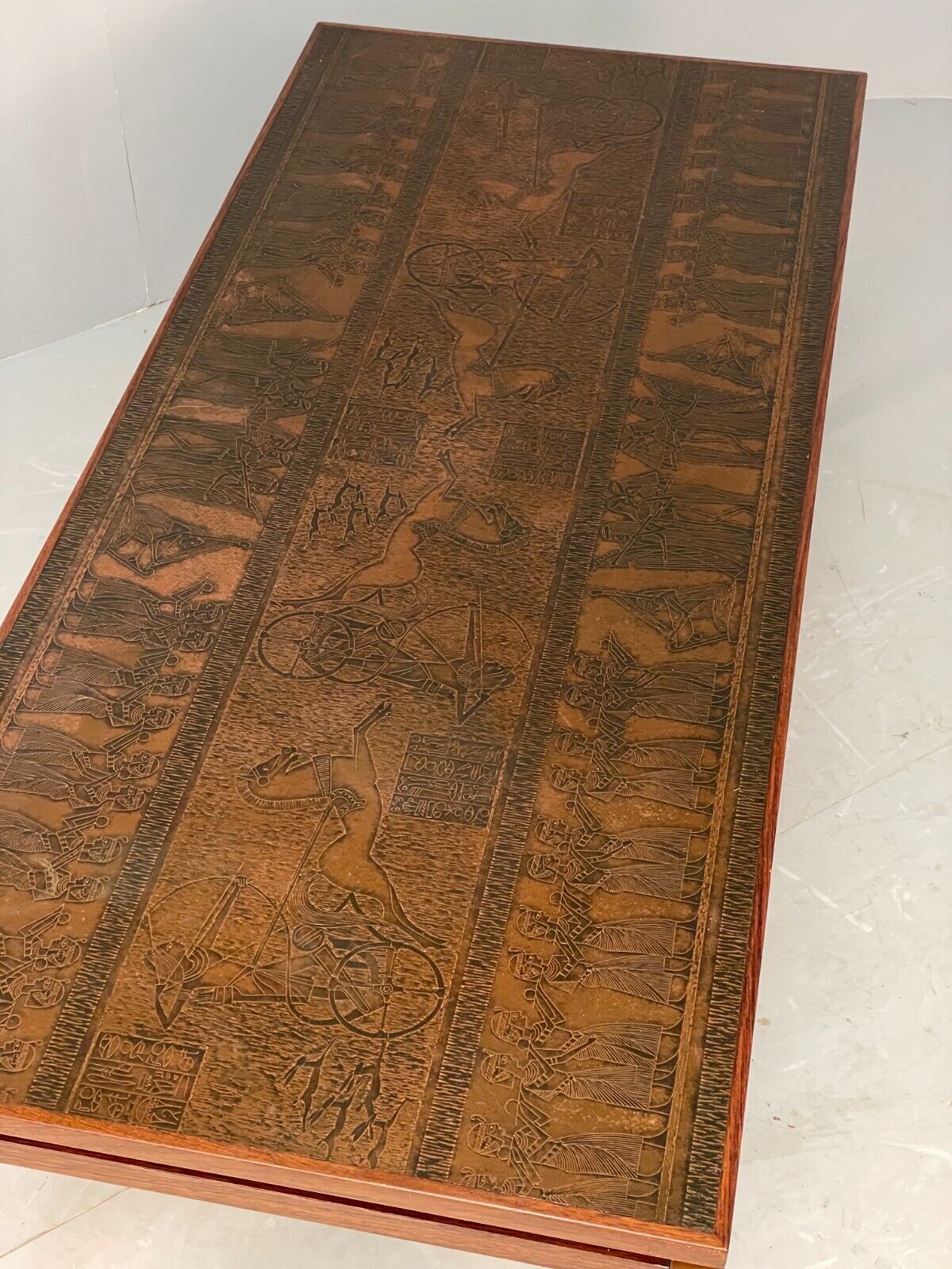 Vintage Danish Copper Topped Coffee Table Egyptian Theme 1980s EB7833 MWOO