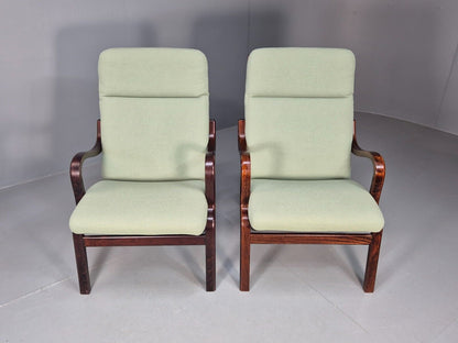 Pair Of Vintage Danish Stouby Mint Green Bentwood Armchairs EB8521 MBEN