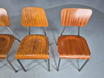 4 Danish Stacking Chairs Harlequin Set Teak Steel Mid Century Retro EB8334 MSTA