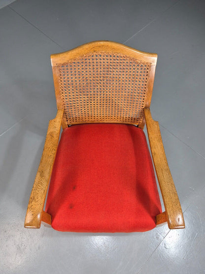 Vintage Lounge Chair Red Upholstery Bergere Back Edwardian Antique EB7825 VBER