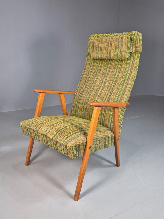 Vintage Swedish Lounge Chair Green Wool Teak Frame 1960s Retro MCM EB7895 MNOR