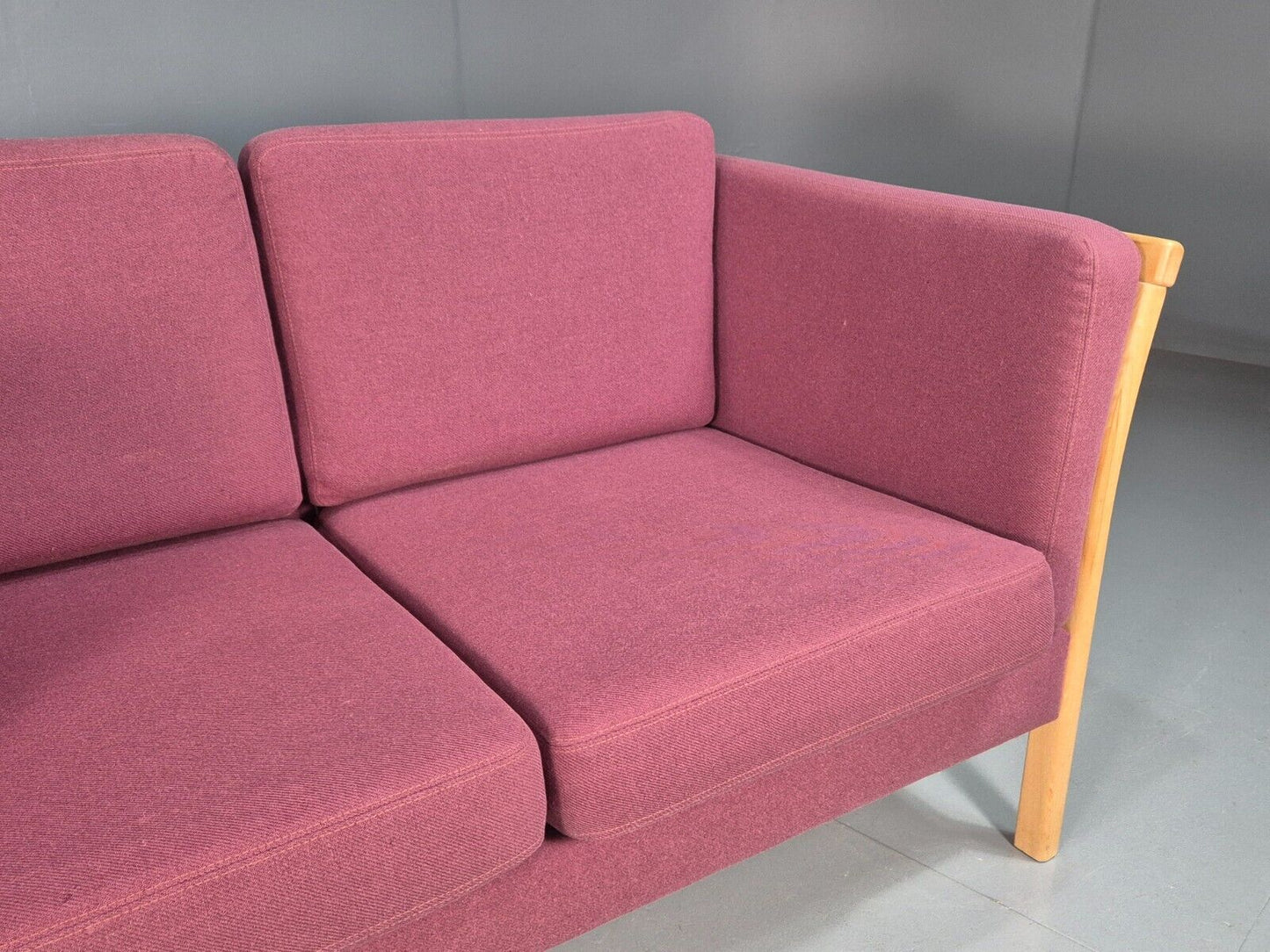 Vintage Danish 2 Seat Sofa Pink Wool Beech Frame Stouby Retro MCM EB7635 M2SS