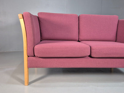 Vintage Danish 2 Seat Sofa Pink Wool Beech Frame Stouby Retro MCM EB7635 M2SS