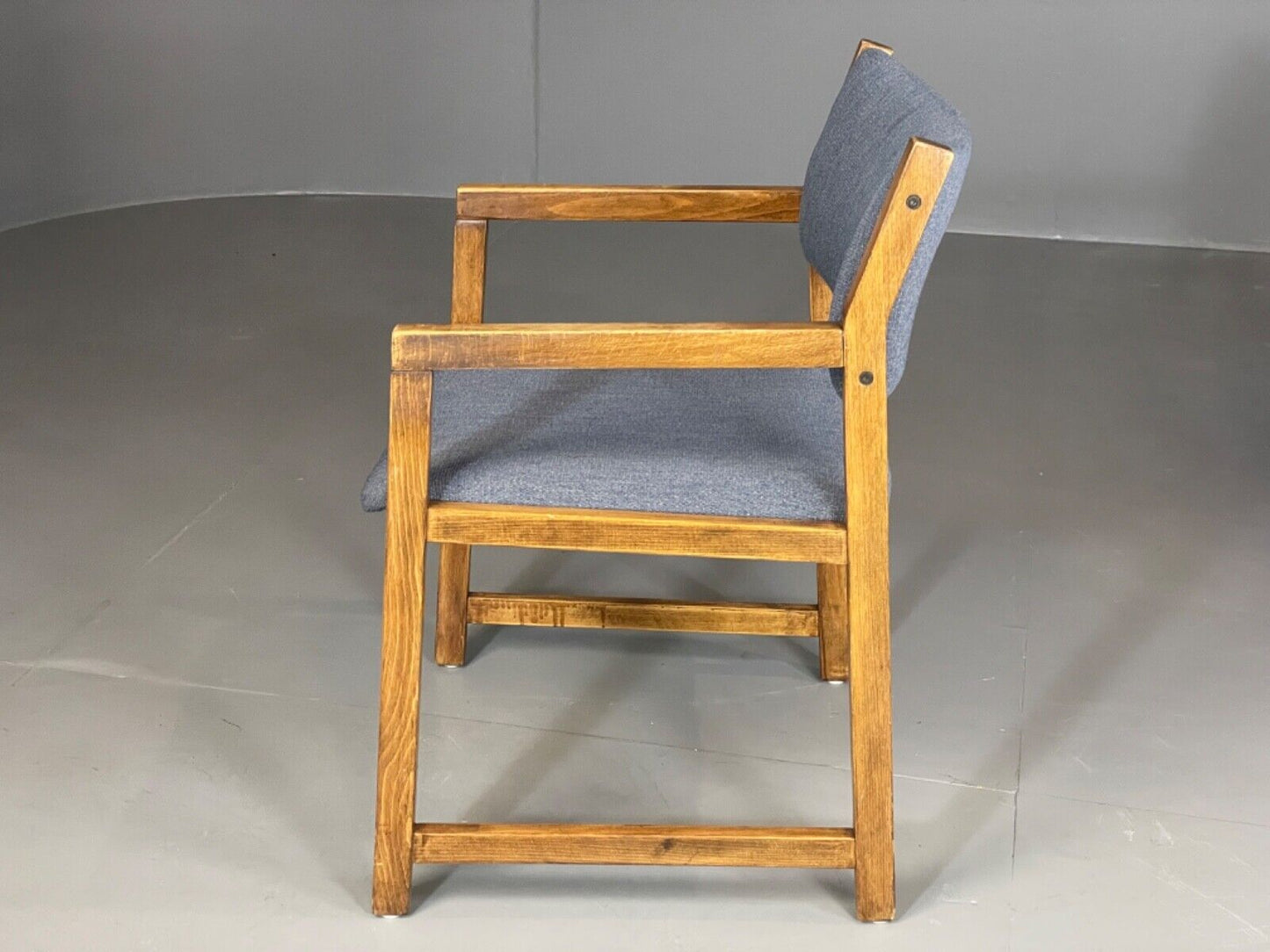 EB6164 Vintage Elbow Chair by Slagelse Oak Blue Cotton Danish Lounge MDIN