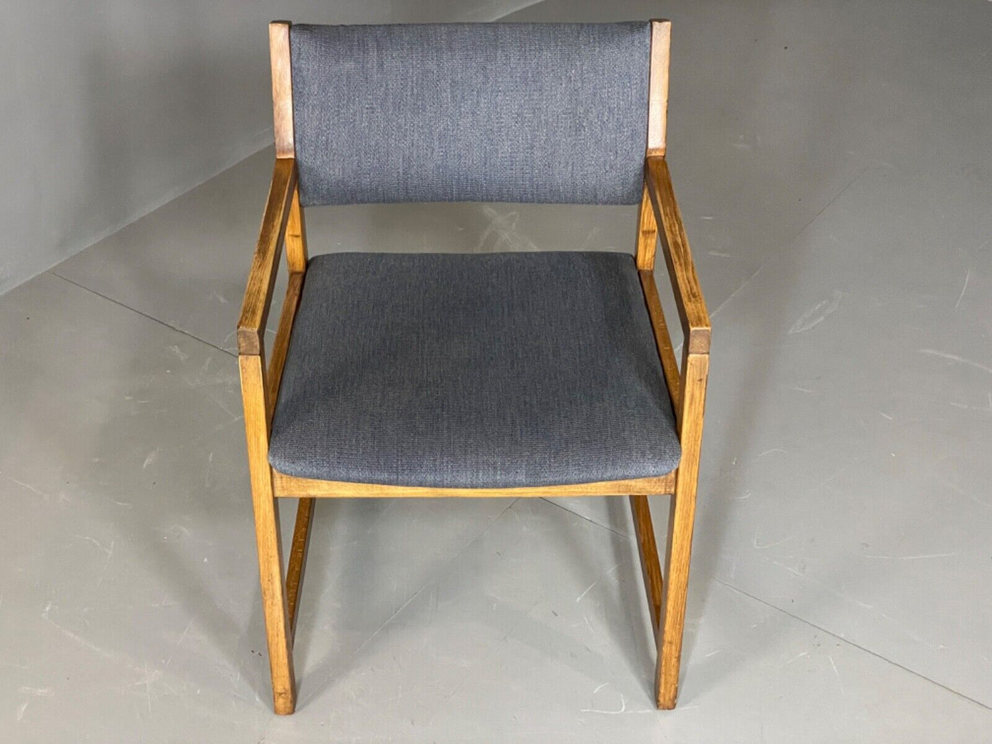 EB6145 Vintage Elbow Chair by Slagelse Oak Blue Cotton Danish Lounge MDIN